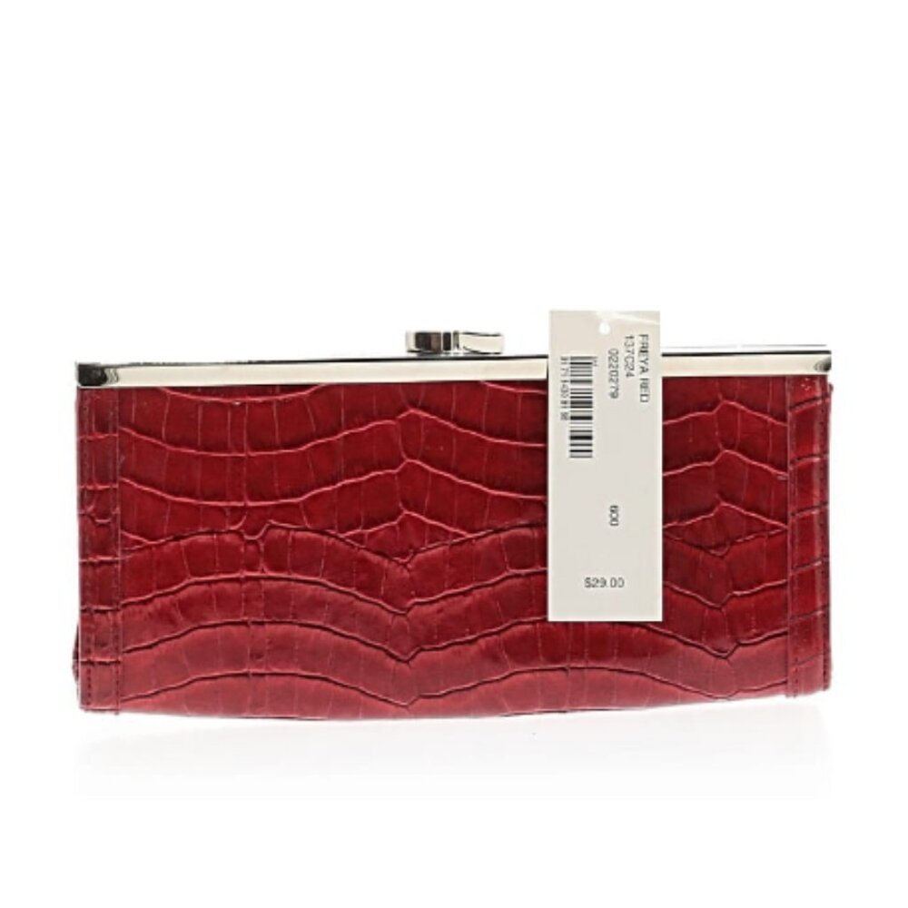Naturalizer Faux Reptile Clutch Wallet in Dark Red